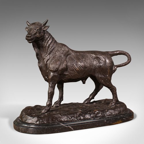 Antiques Atlas Vintage Decorative Bull Statue, Bronze, Marble