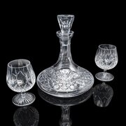 Vintage English Crystal Ships Decanter & Glass Duo