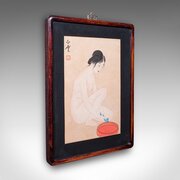 Vintage Figural Woodblock Print, Japanese, C.1950