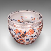 Vintage Fish Bowl Jardiniere Pot, Oriental Ceramic