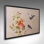 Vintage Framed Bird Scene, Japanese, Silk Cotton