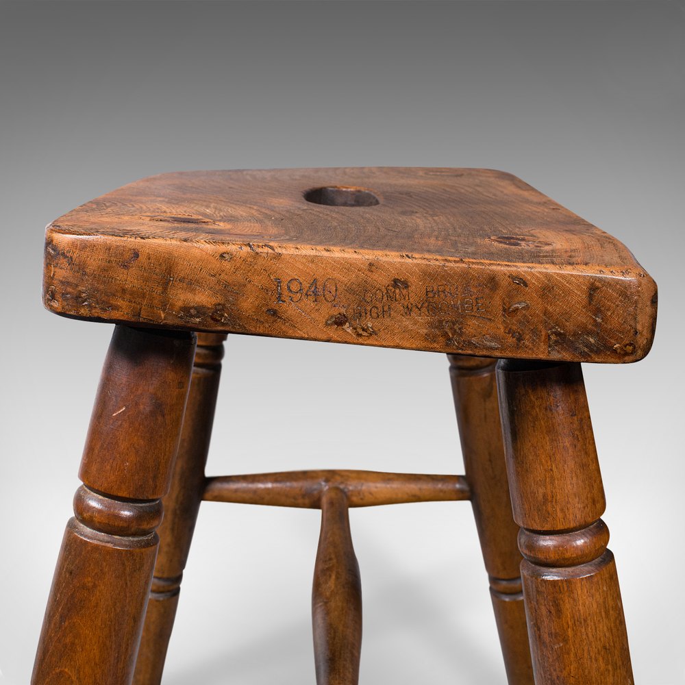 Vintage Laboratory Stool, English, Elm, C.1940 Antiques Atlas