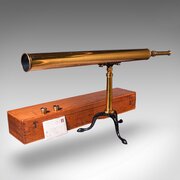 Vintage Library Telescope, English, Brass, Astro