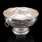Vintage Punch Bowl, English, Silver Plate Ice Dish