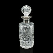 Vintage Scotch Decanter, English Cut Glass, Silver