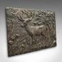 Vintage Stag Relief Plaque, English, Bronze