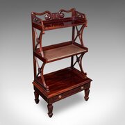 Vintage Waterfall Bookcase, English, Whatnot Shelf