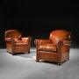 Antique Pair of Edwardian Leather Upholstered Club