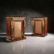 Fine Pair Of Regency Brass Inlaid Side Cabinets