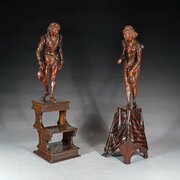 Valentino Besarel Pair Of Carved Italian Venetian Figures 