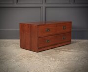 19th Century Mahogany Low Military Campaign Chest