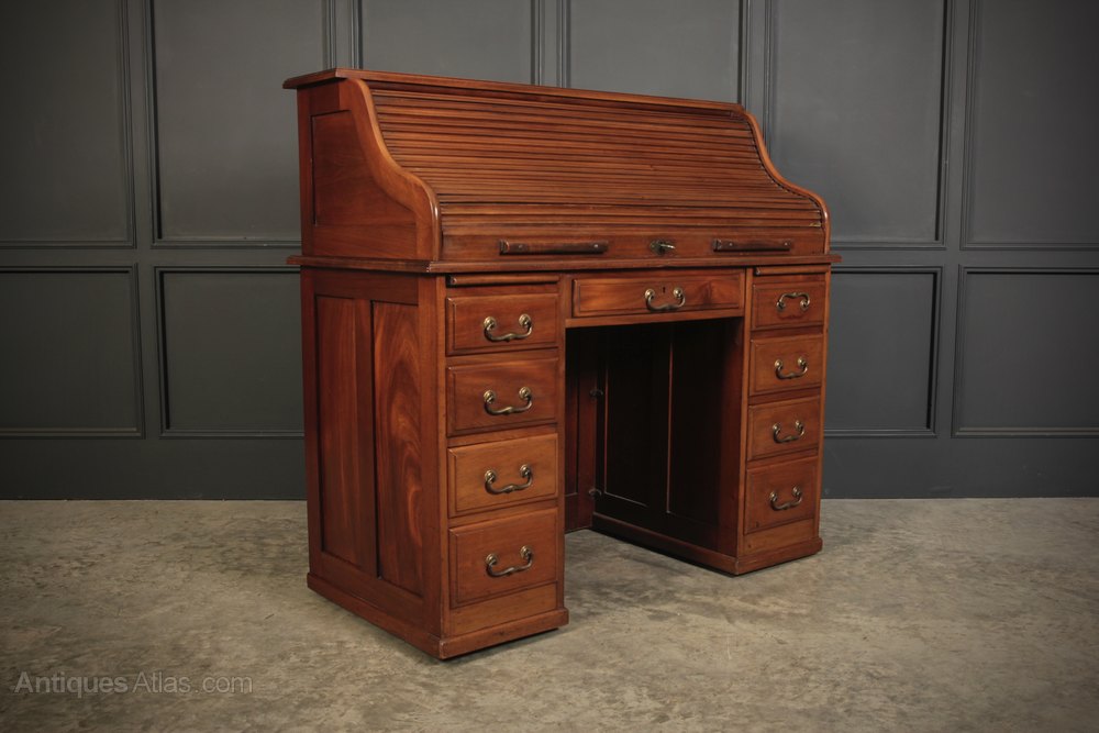 American Walnut Roll Top Desk Antiques Atlas