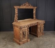 Bleached Carved Oak Pedestal Sideboard