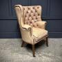 Buttoned Leather Porters Wing Chair