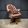Buttoned Leather Swivel Desk Chair
