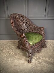 Carved Burmese Armchair