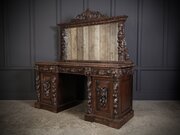 Carved Oak Pedestal Sideboard