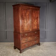 Georgian Inlaid Mahogany Gentlemans Wardrobe