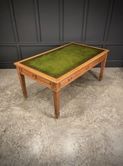 Large Oak & Leather Partners Writing Table