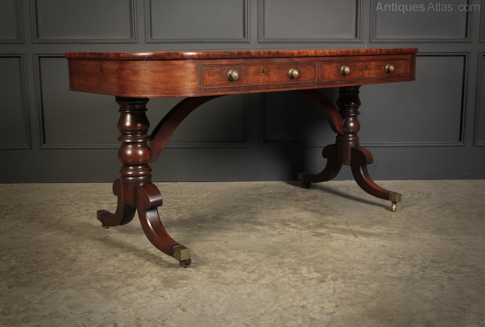 Large Regency Mahogany Library Writing Table - Antiques Atlas