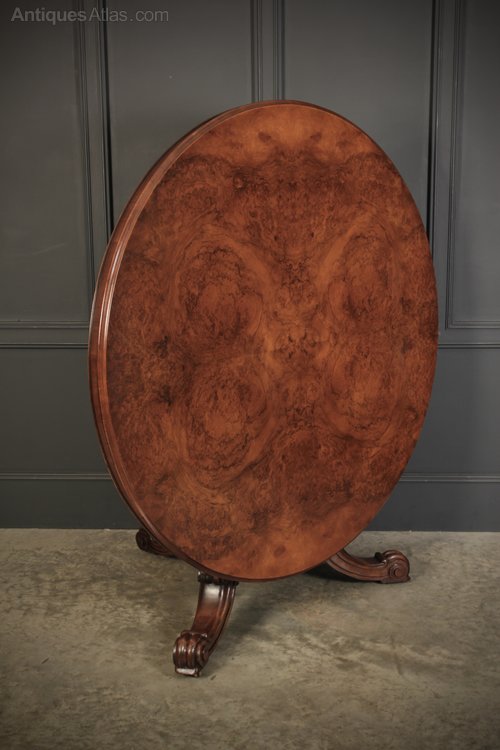Large Round Burr Walnut Tilt Top Dining Table Antiques Atlas