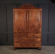Late Regency Mahogany Linen Press