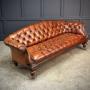 Magnificent Hand Dyed Brown Victorian Leather Sofa