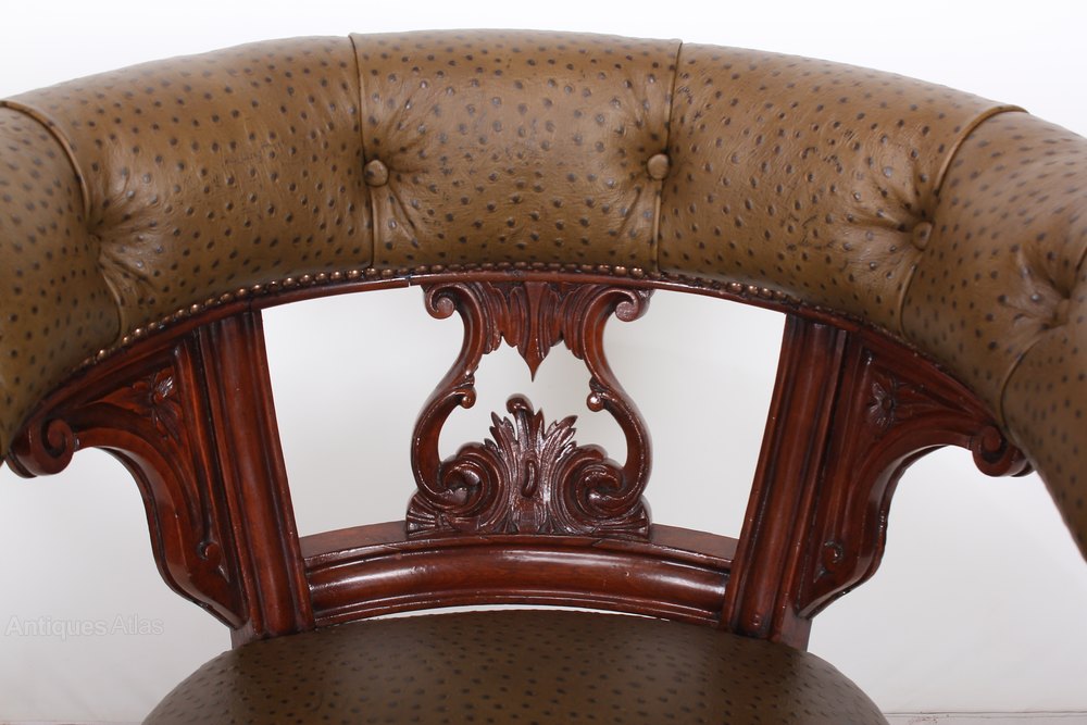 Mahogany And Ostrich Skin Desk Chair - Antiques Atlas