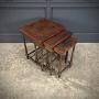 Nest of Three Embossed Leather Top Tables