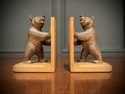 Pair Of Carved Black Forest Bear Bookends 