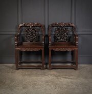 Pair Of Chinese Hongmu Throne Chairs