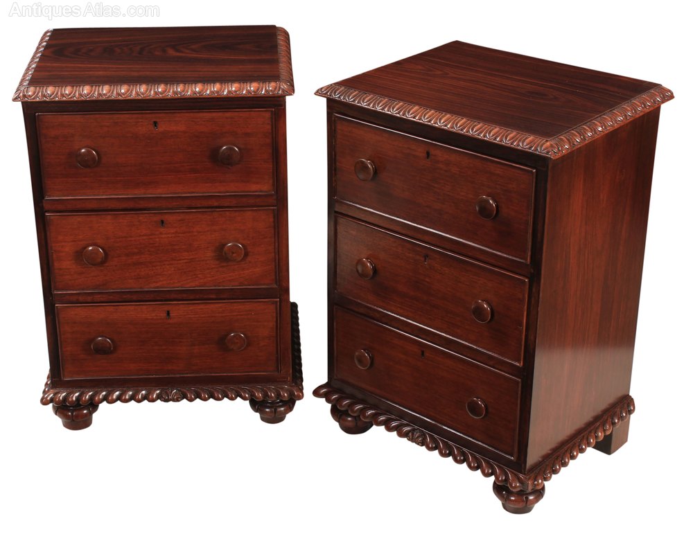 Pair Of Solid Padouk Wood Bedside Chests Antiques Atlas