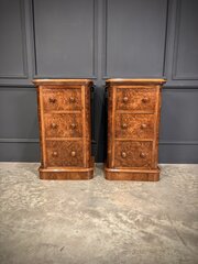 Pair Of Victorian Burr Walnut Bedside Chests