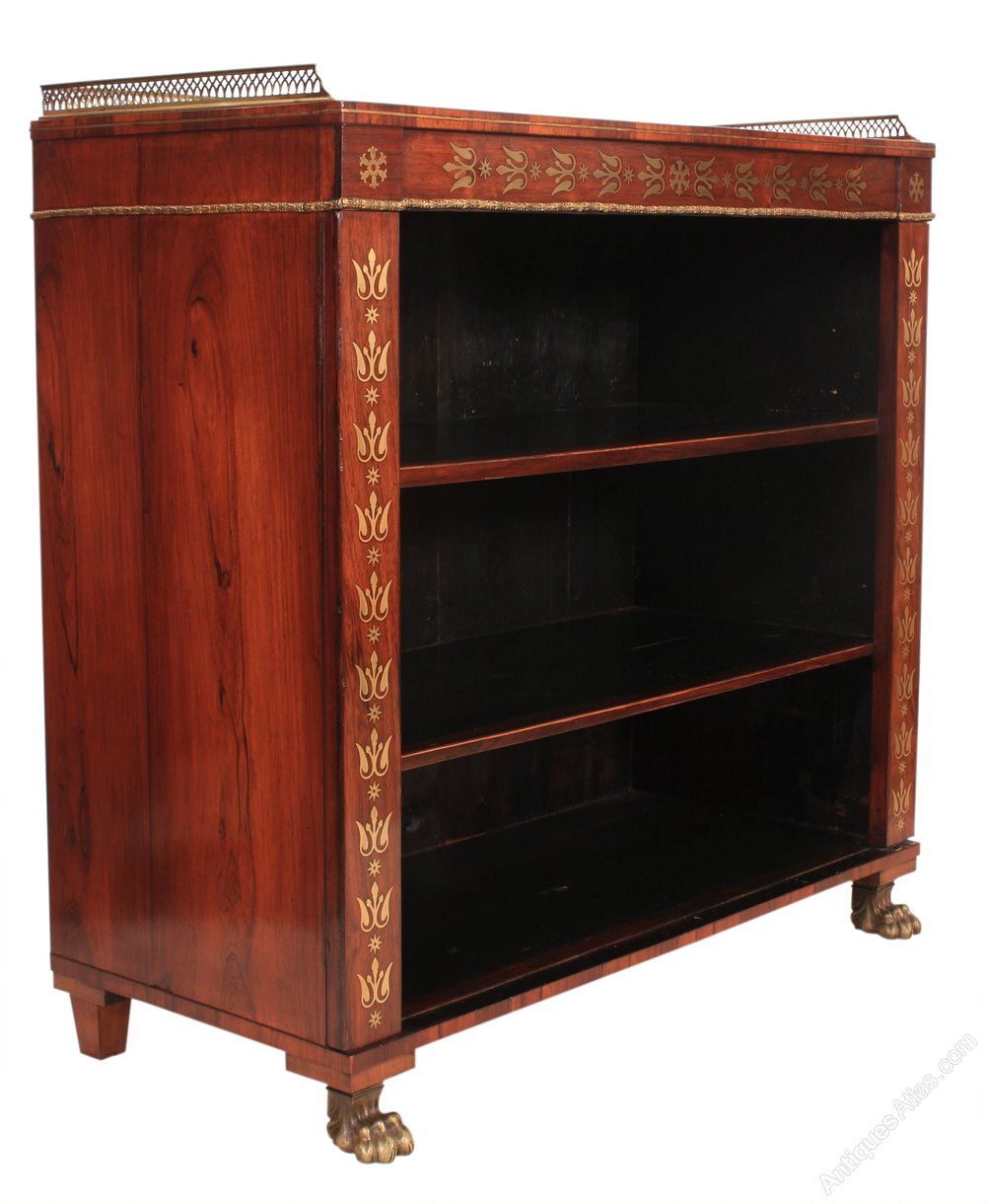 Regency Rosewood Brass Brass Inlaid Open Bookcase Antiques Atlas