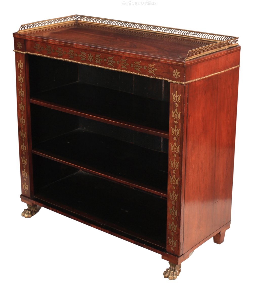 Regency Rosewood Brass Brass Inlaid Open Bookcase Antiques Atlas