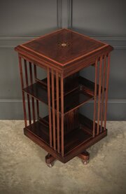 Rosewood Marquetry Inlaid Revolving Bookcase