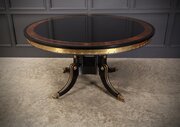 Striking Brass Inlaid Ebonised Round Centre Table