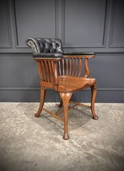 Victorian Oak & Leather Desk Chair