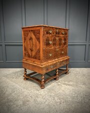 William & Mary Olive Wood Oyster Chest On Stand