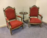 Pair Of Gilt Arm Chairs. Lots Of Detail. 
