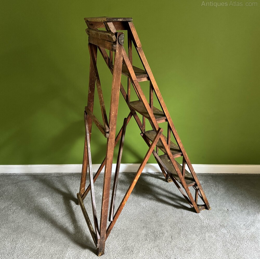 1930s Twyford Oak Folding Library Steps / Ladder as1177a205 / LLV00127 ...