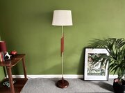 1960s Solid Teak And Brass Standard Lamp