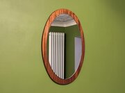 1960s Vintage Solid Teak Portrait Oval Wall Mirror