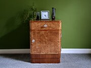 Art Deco Burr Walnut Bedside Cabinet, 1920s 