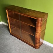 Art Deco Glazed Cabinet In Walnut And Satinwood