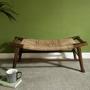 Arts and Crafts Oak and Rush Saddle Stool / Bench
