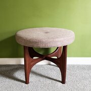 G Plan Fresco Teak Round Stool, Reupholstered 