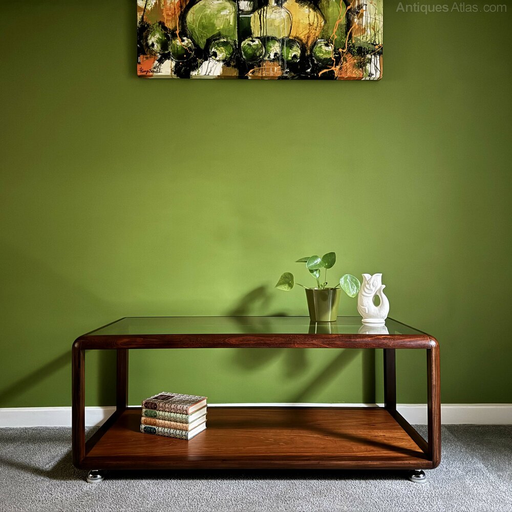 Antiques Atlas G Plan Long Cube Teak Coffee Table With Glass, 60s