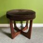 G Plan Solid Teak Stool in Dark Brown Velvet