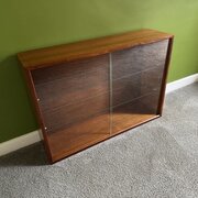  Glazed Teak Wall Cabinet, Glass Shelves